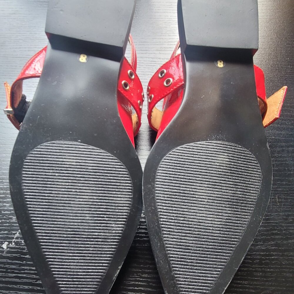 Steve Madden Shiny Red Flats With Silver Grommets… - image 5